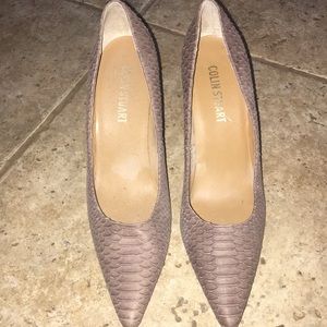 Colin Stuart Taupe Faux Alligator Suede Pumps